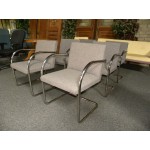 Used Mies van der Rohe Tubular Chrome Brno Chairs by Knoll, Gray fabric