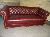 Used Reception Couch, Traditional Style in Oxblood Vinyl (4 available)