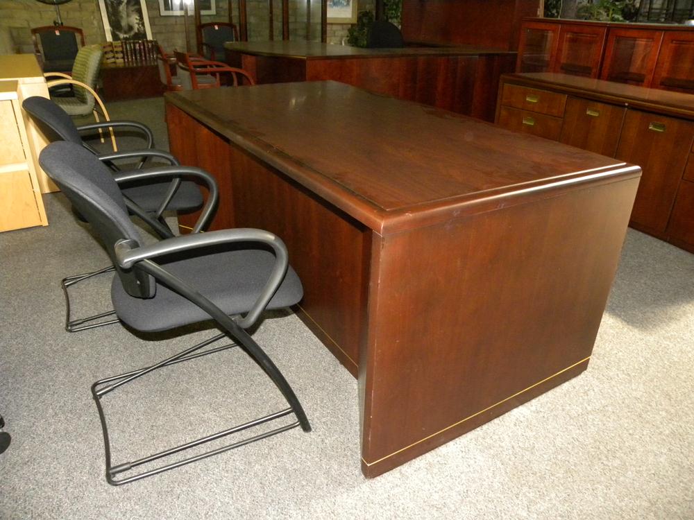 Used Desk And Credenza Set By Ofs Walnut