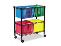 Two-Tier Rolling File Cart, 26w x14d x 29-1/2h, Black, New