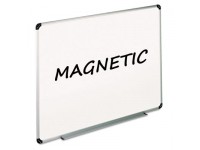 Magnetic Dry Erase Board, Melamine, 36 x 24, White, Aluminum/Plastic Frame, New