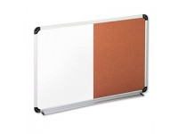 Cork/Dry Erase Board, Melamine, 24 x 18, Black/Gray Aluminum/Plastic Frame, New