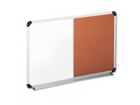 Cork/Dry Erase Board, Melamine, 36 x 24, Black/Gray, Aluminum/Plastic Frame, New