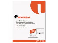 Laser Printer Permanent Labels, 1 x 2-5/8, Clear, 1500/Box, New